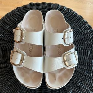 BIRKENSTOCK ARIZONA BIG BUCKLE White Leather Size 39 medium/narrow